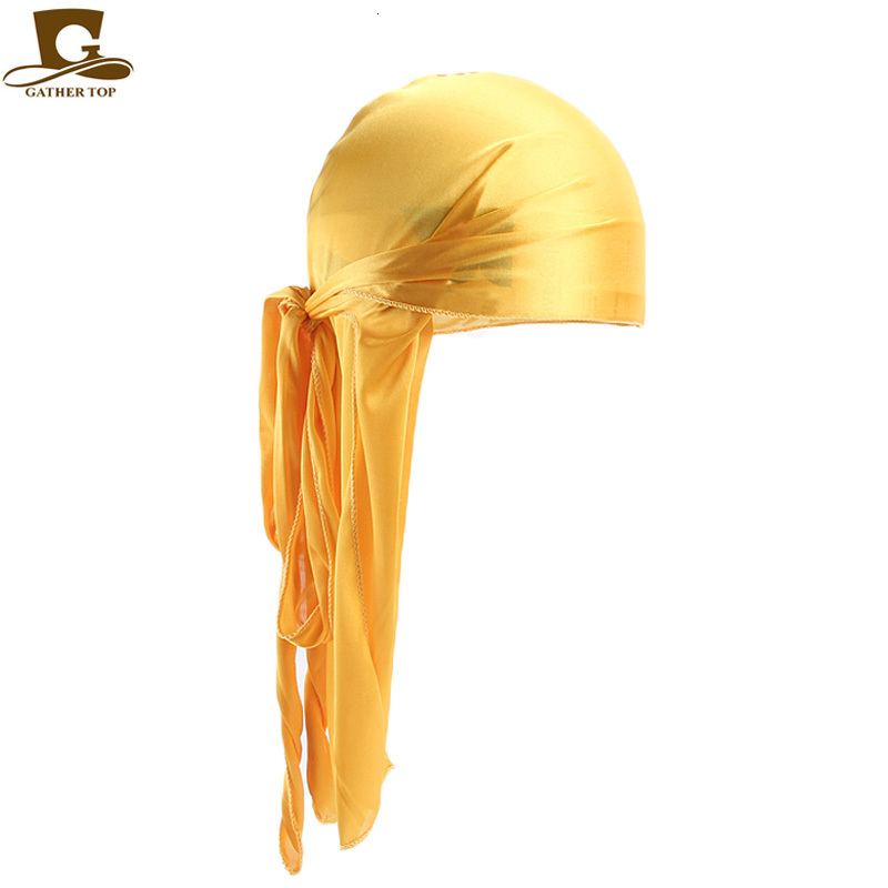Bandanas Durag Wholesale Durag silk Long Tail Scarf Cap Men's Satin Durags Bandanna Turban Wigs Men Silky Durag Headwear Pirate Hat 13 colors 230
