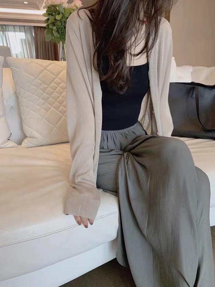 Women's Knits Tees fashion women's sunscreen cardigan ice silk breathable leisure thin summer trend cardig 230324
