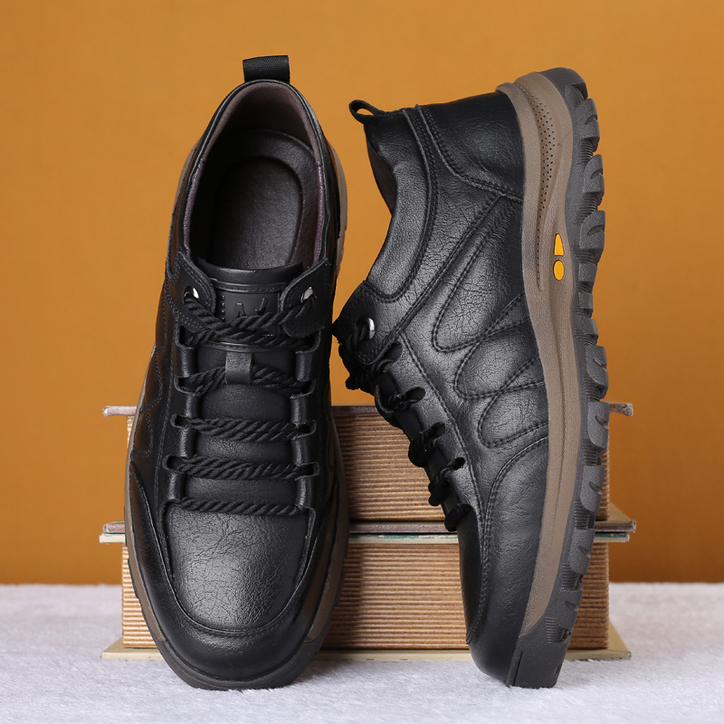 Dress Shoes Spring Autumn Man Shoes Lace Up Non-slip Hard-Wearing Outdoor Work Simple All-match Fashion Casual Leather Hiking Shoes 230324