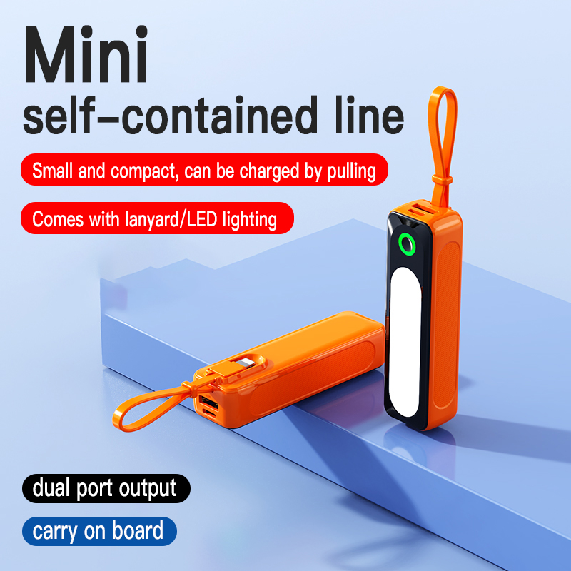 Mini Portable Power Bank 5000mAh Charger Fast Charging Slim External Battery Internal Cable For iPhone Xiaomi Huawei QC3.0