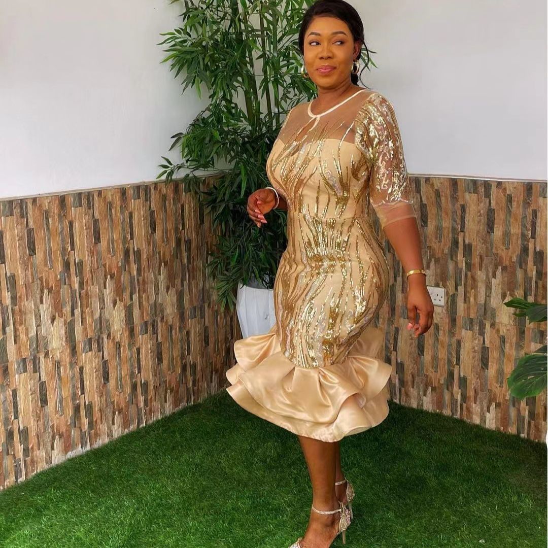 Ethnic Clothing African Dresses for Women Plus Size Africa Clothes Dashiki Ankara Sequin Outfits Evening Gown Turkey Muslim Wedding Party Dress 230324