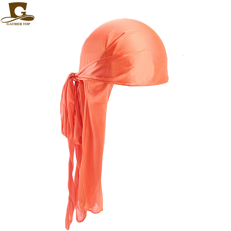 Bandanas Durag Wholesale Durag silk Long Tail Scarf Cap Men's Satin Durags Bandanna Turban Wigs Men Silky Durag Headwear Pirate Hat 13 colors 230