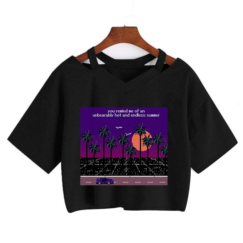 Womens TShirt Gothic clothes Japanese Cartoon print Size Tshirt Vintage Punk Crop top Harajuku Tee shirt shortsleeve Loose streetwear 230323