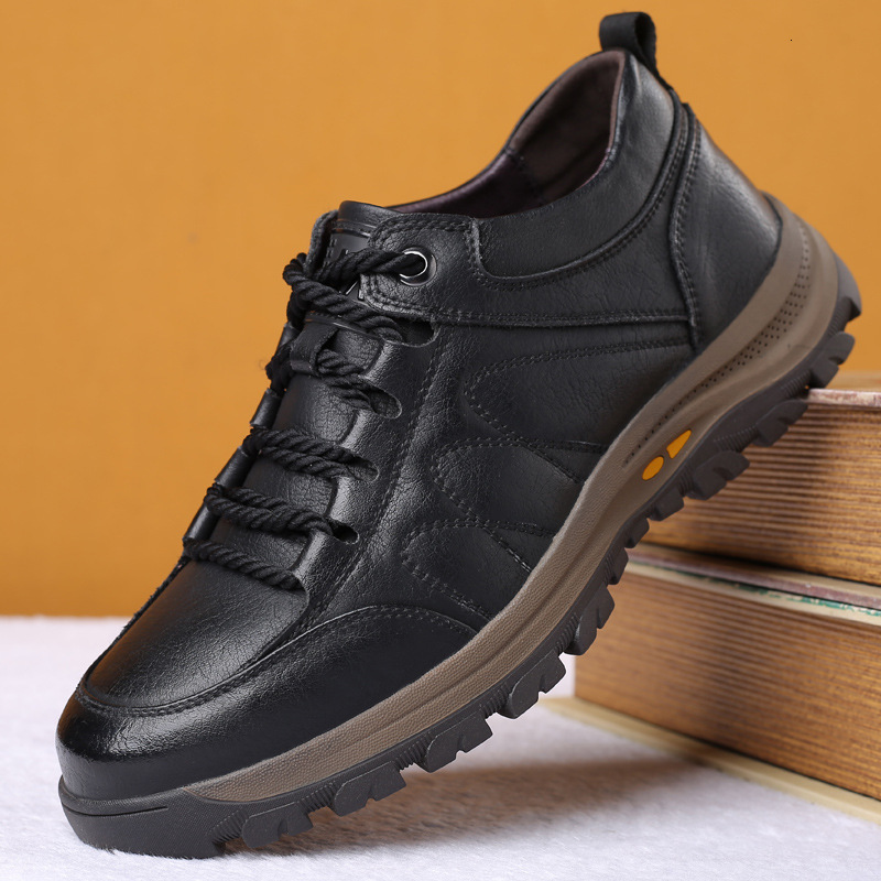 Dress Shoes Spring Autumn Man Shoes Lace Up Non-slip Hard-Wearing Outdoor Work Simple All-match Fashion Casual Leather Hiking Shoes 230324