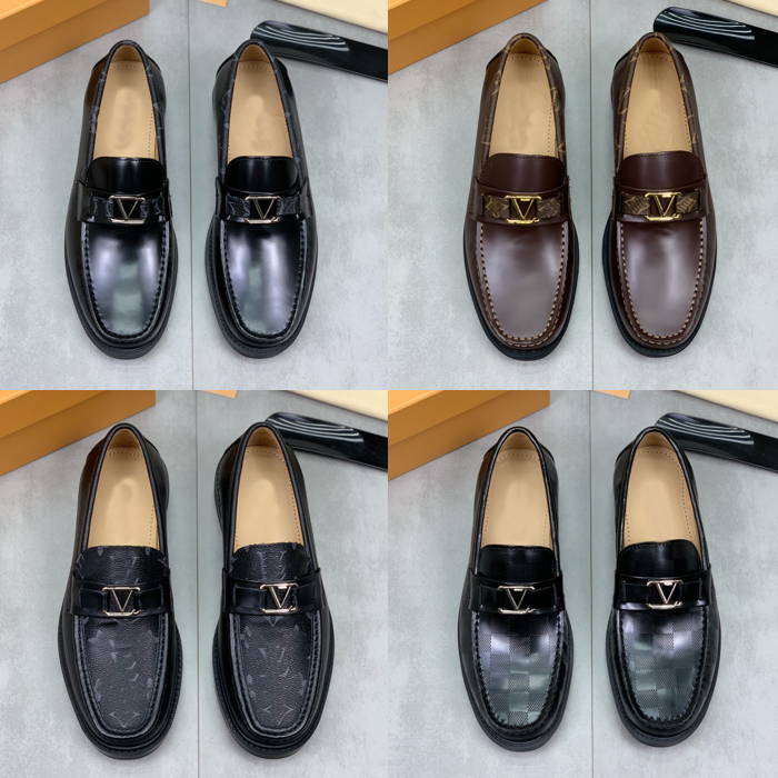 Designer Men Dress Shoes Brand Loafers Genuine Leather Fashion Business Office Work Party Weddings Flat Shoe With box 38-46