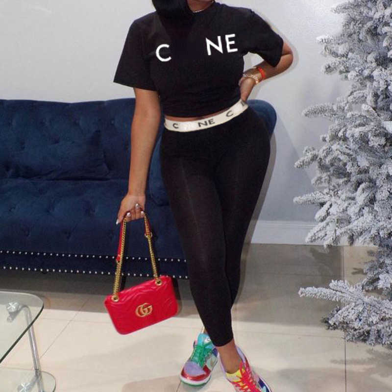 Womens Sports Tracksuits Designer Yoga Wear Print Loose Short Sleeve T Shirt Tight High Waist Wrap Pants Set Casual Shirt XS 3XL 4XL