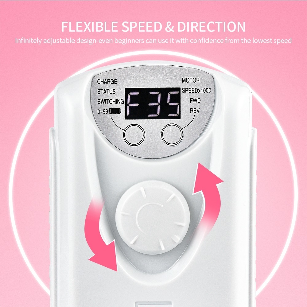 Nail Art Equipment 35000RPM Drill Machine Rechargeable Milling Portable Wireless Manicure Grinder Polisher Cutter Kit 230323