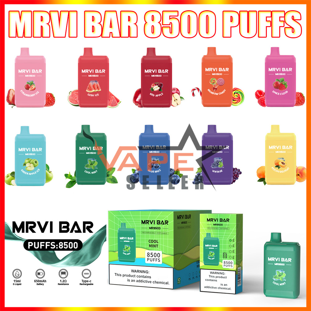 Original MRVI BAR 8500 Puffs Disposable Vape Pen E Cigarette With 650mAh Battery 15ml Prefilled Pod E Cig VS Elfworld Lost Mary
Original MRVI BAR 8500 Puffs Disposable Vape Pen E Cigarette With 650mAh Battery 15ml Prefilled Pod E Cig VS Elfworld Lost Mary