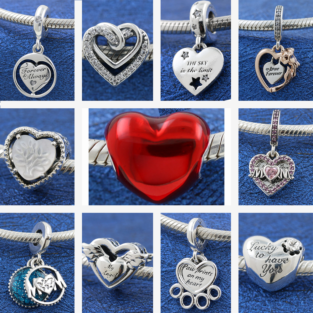 Real 925 Sterling Silver Bead Two-Tone Family Tree Gold Heart Charm Fit S925 Snake Bracelet Women Pendant Jewelry Free Shipping