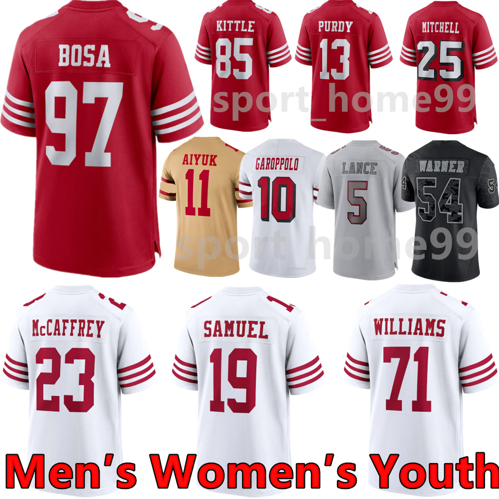 23 Christian McCaffrey Football Jerseys 5 Trey Lance 97 Nick Bosa 10 Jimmy Garoppolo 85 George Kittle 19 Deebo Samuel 54 Fred Warner 80 Jerry Rice San Francisc Jersey, Colour 12
23 Christian McCaffrey Football Jerseys 5 Trey Lance 97 Nick Bosa 10 Jimmy Garoppolo 85 George Kittle 19 Deebo Samuel 54 Fred Warner 80 Jerry Rice San Francisc Jersey, Colour 12