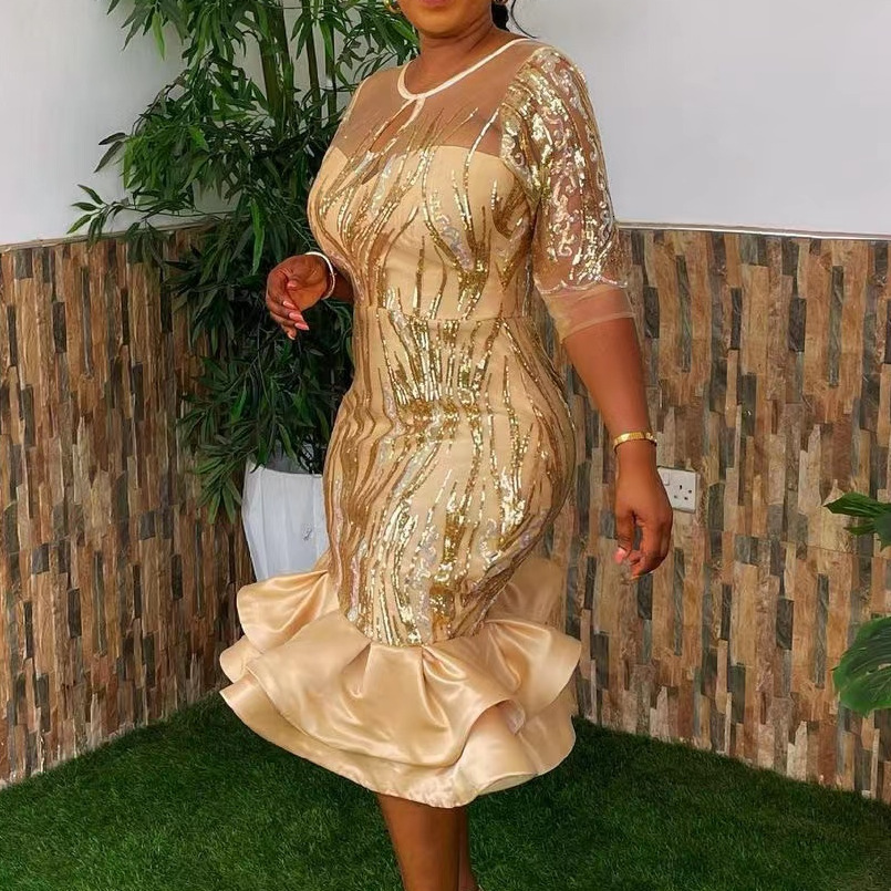 Ethnic Clothing African Dresses for Women Plus Size Africa Clothes Dashiki Ankara Sequin Outfits Evening Gown Turkey Muslim Wedding Party Dress 230324