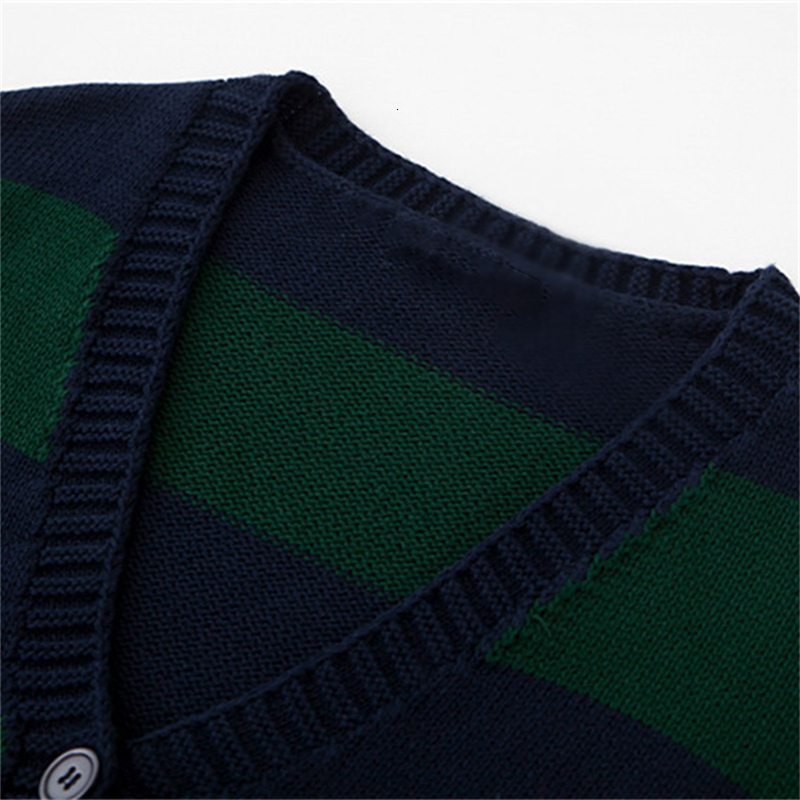 Women's Knits Tees PUWD Vintage Women V Neck Stripe Knitted Cardigan Autumn Fashion Ladies Loose Cotton Sweaters Girls Chic Knitwear Tops 230324