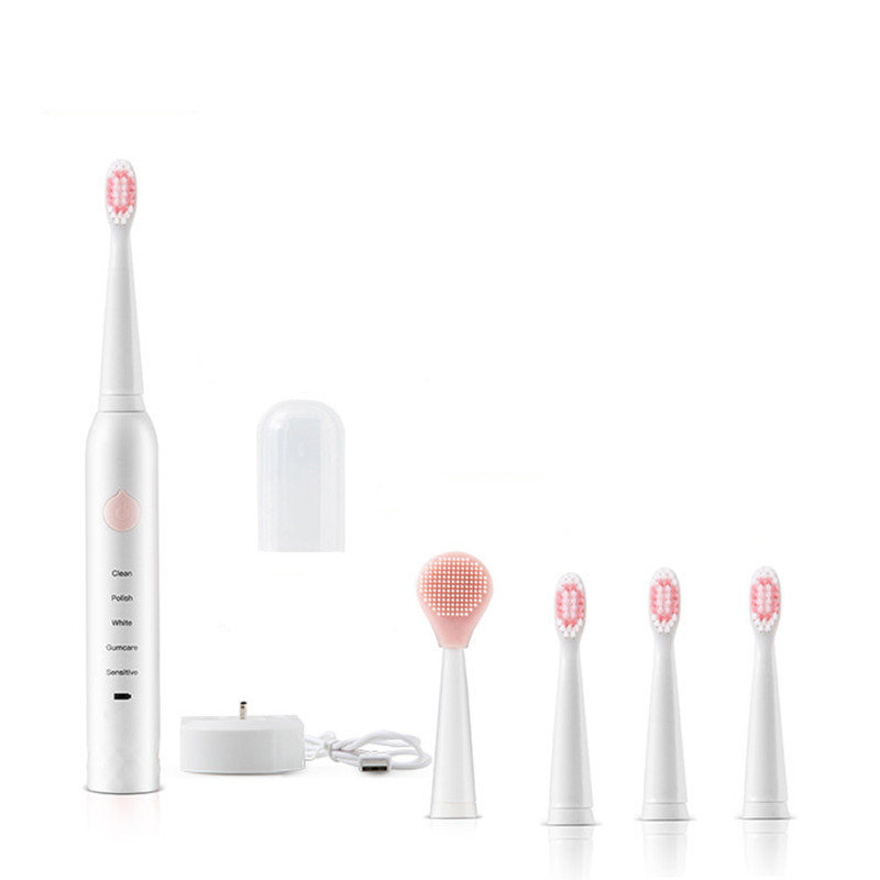 Electric Toothbrush USB Charging Rechargeable Sonic Tooth Brush Waterproof Tooth Cleaner Adult Teeth Whitener With 4Pcs Replacement Head