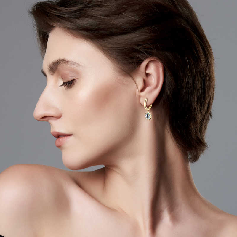 Charm IOGOU Modern 2023 Hoop Earrings for Women 65mm Real Moissanite Dangle Huggie Drop Earrings Silver 925 Original Jewelry for Girl Z0323