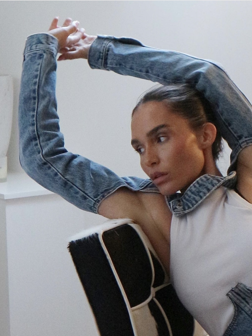 Women's Jackets Momoluna Women Rider Bolero Cropped Shrung Denim Sleeve Outwear 230323