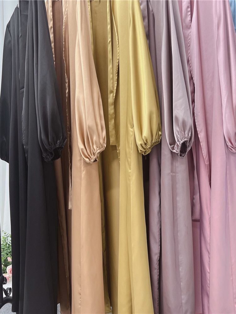 Ethnic Clothing Ramadan Eid Abayas For Women Kimono Femme Musulmane Satin Kaftan Maxi Abaya Dubai Arabic Turkey Islam Pakistan Muslim Dress Robe 23032