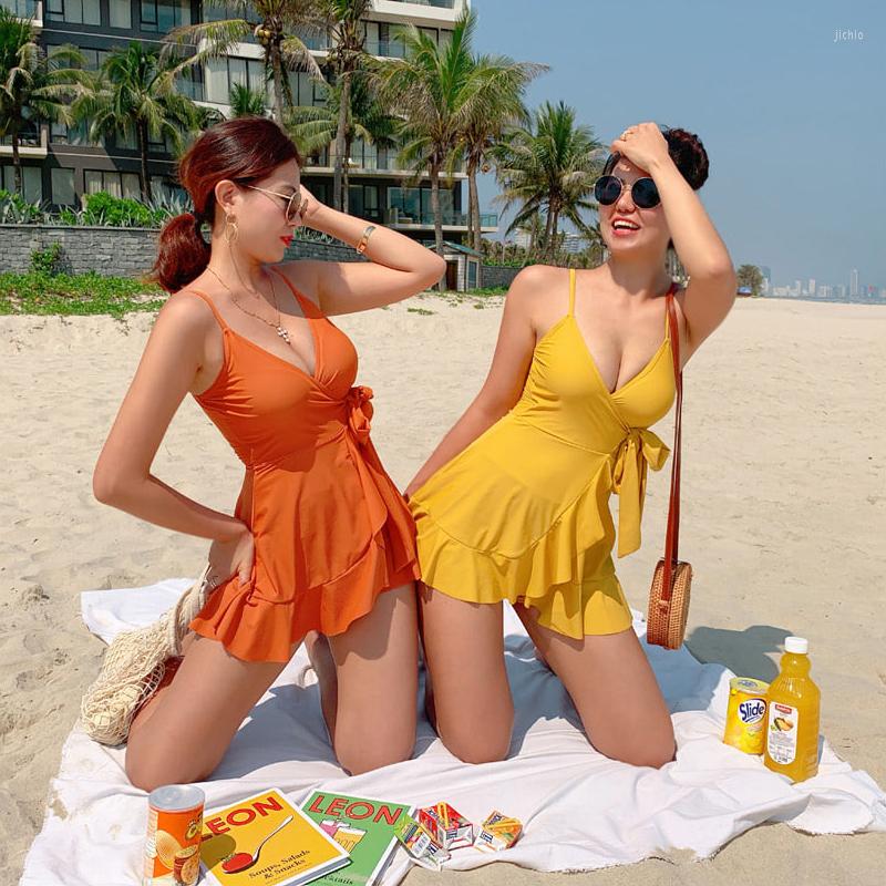 Womens Swimwear Womens Tummy Control One Piece Swimsuit Swimdress Skirted Bathing Suit Bikini Set Women Bikinis