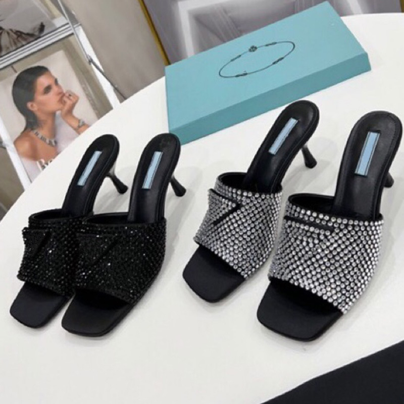 Rhinestone Crystal Embellished Triangle Logo Slippers Women Mules PRA Black Pump High Heels Sandals Fashion Flat Slides Designer Flip Flops Beach Shoes Stilettos, Pra3221 black heels
Rhinestone Crystal Embellished Triangle Logo Slippers Women Mules PRA Black Pump High Heels Sandals Fashion Flat Slides Designer Flip Flops Beach Shoes Stilettos, Pra3221 black heels