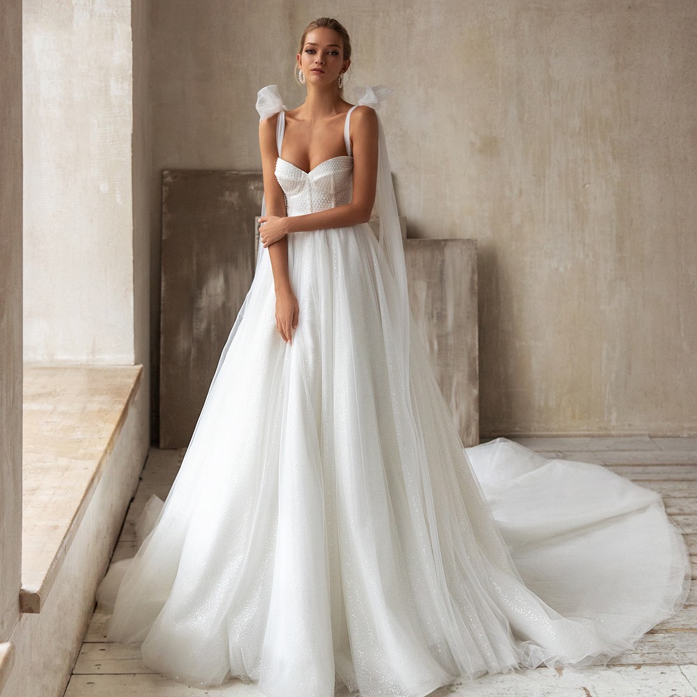 Crystal Beading A-Line Wedding Dress Sweetheart Lace Up Vestido De Noiva 2023 Princess Court Train Bridal Gown Robe De Mariage