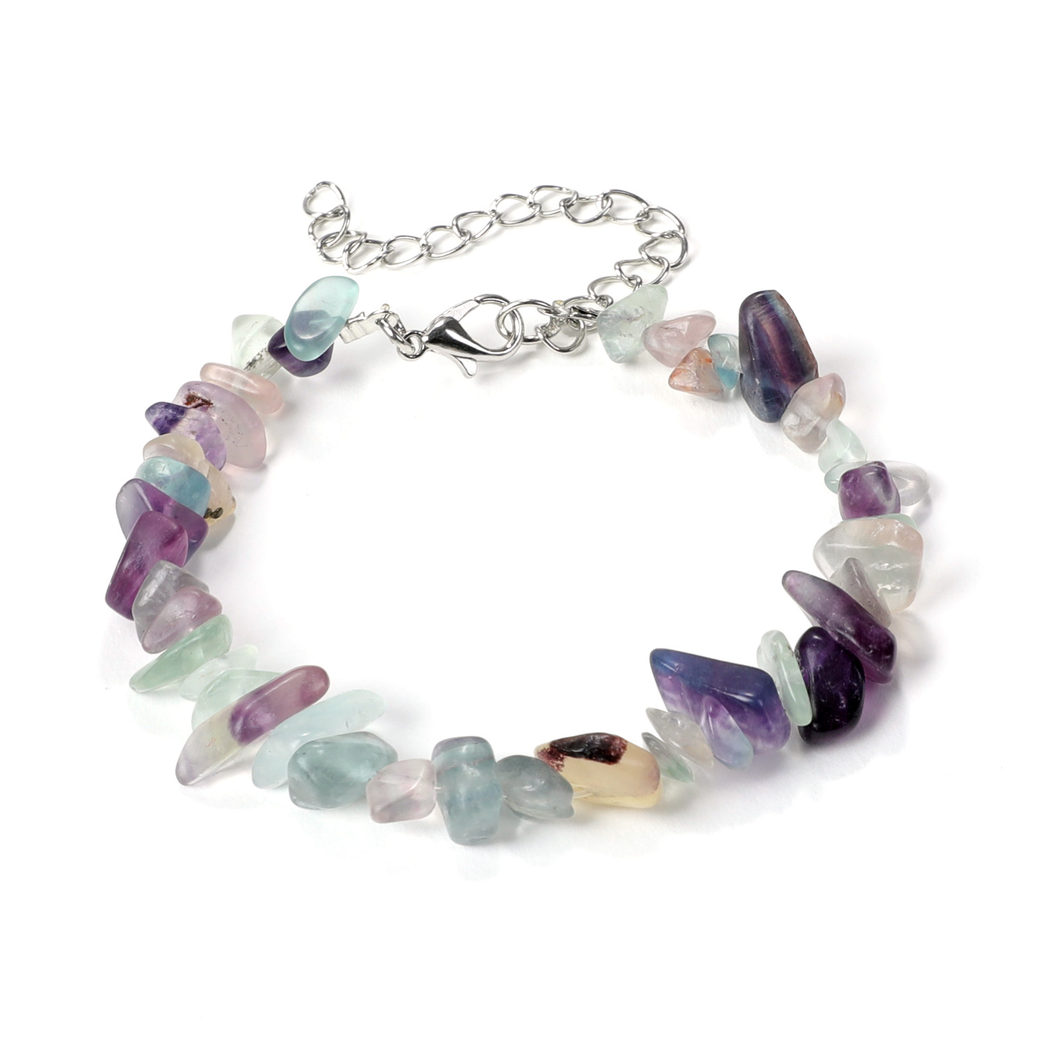 Irregular Natural Gem Stone Bracelet Chip Beads Nuggets Fluorite Amethyst Rose Crystal Quartz Bracelets Bangles for Women