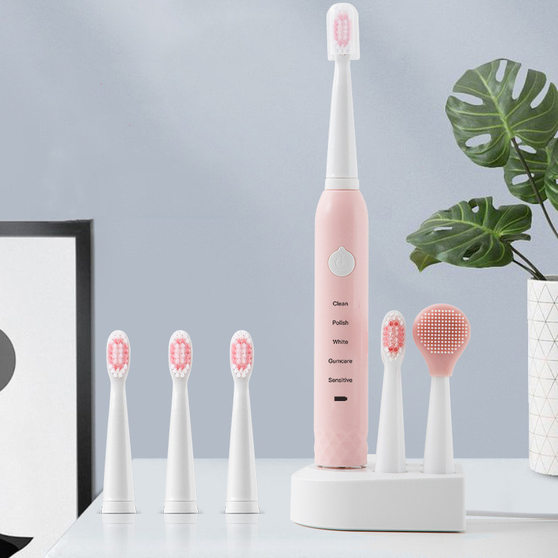 Electric Toothbrush USB Charging Rechargeable Sonic Tooth Brush Waterproof Tooth Cleaner Adult Teeth Whitener With 4Pcs Replacement Head