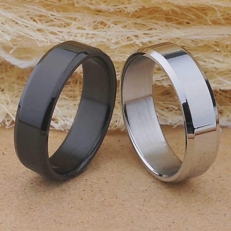 Band Rings Simple Smooth Black/3colors Titanium Ring For Men Wedding Rings for women AA230323