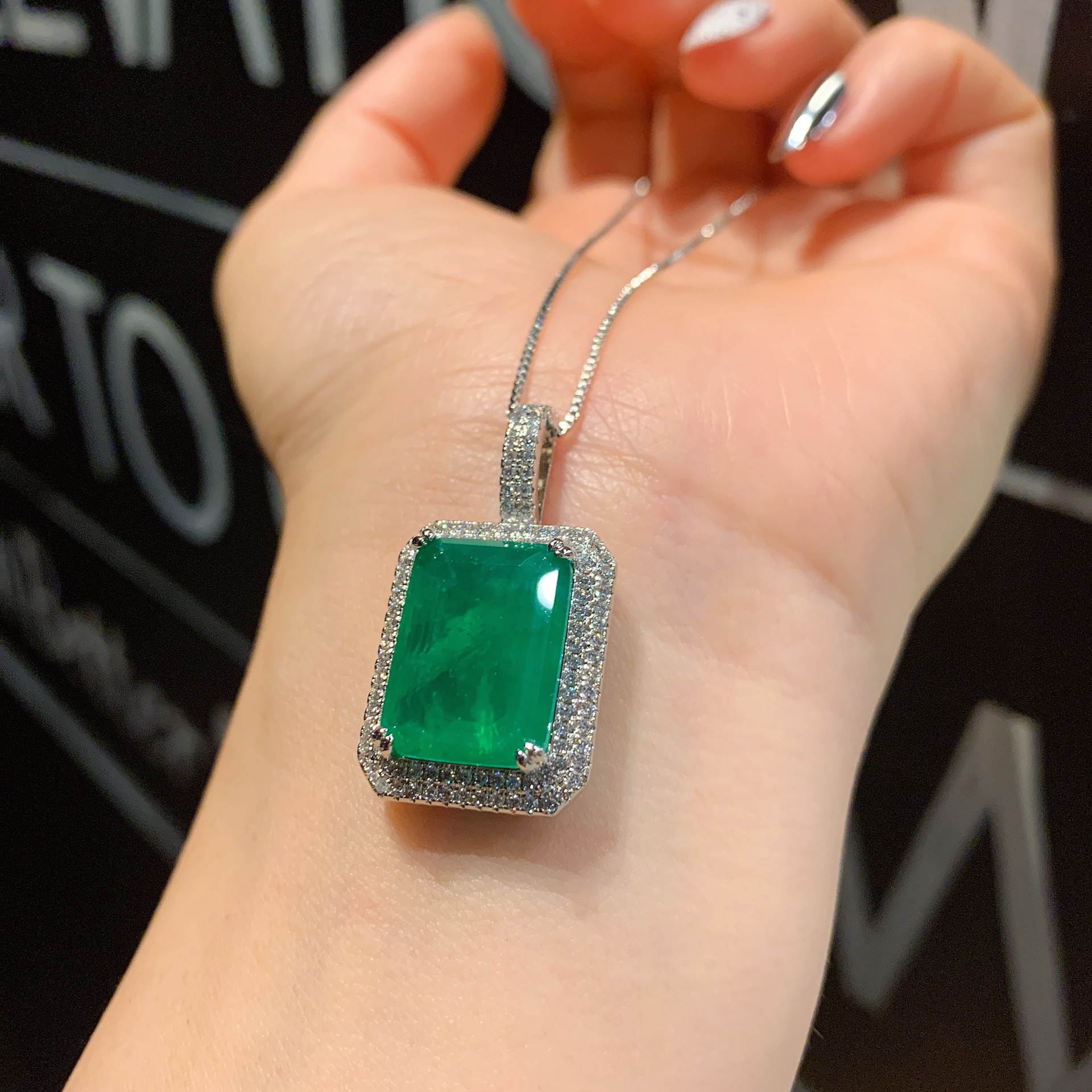Square Lab Emerald Diamond Jewelry set 925 Sterling Silver Bijou Party Wedding Earrings Necklace For Women Bridal Jewelry Gift
