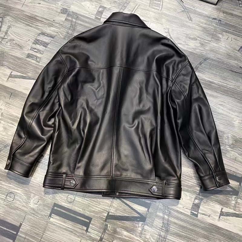 Women's Jackets Locomotive Model Style Coat Spring Women Short Length DropShoulder TurnDown Collar Natural Real Sheepskin 230324