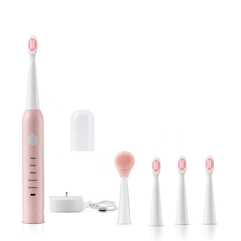 Electric Toothbrush USB Charging Rechargeable Sonic Tooth Brush Waterproof Tooth Cleaner Adult Teeth Whitener With 4Pcs Replacement Head