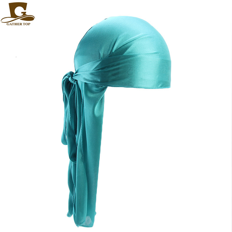 Bandanas Durag Wholesale Durag silk Long Tail Scarf Cap Men's Satin Durags Bandanna Turban Wigs Men Silky Durag Headwear Pirate Hat 13 colors 230
