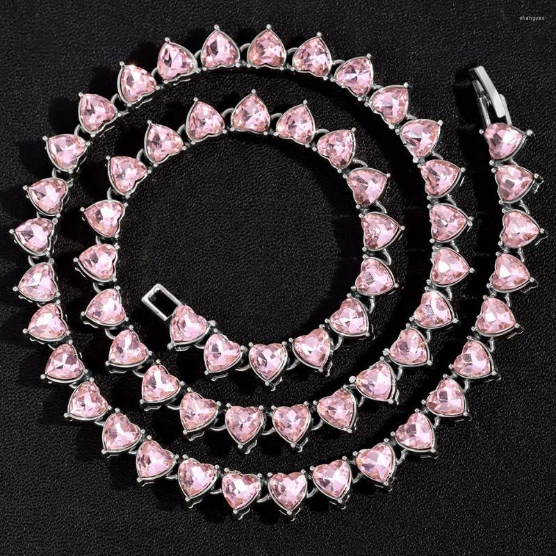 Chains Iced Out Bg Crystal Heart Tennis Chain For Women Punk Hip Hop Shape Cuban k Choker Necklace Fashion Gifts Jewelry