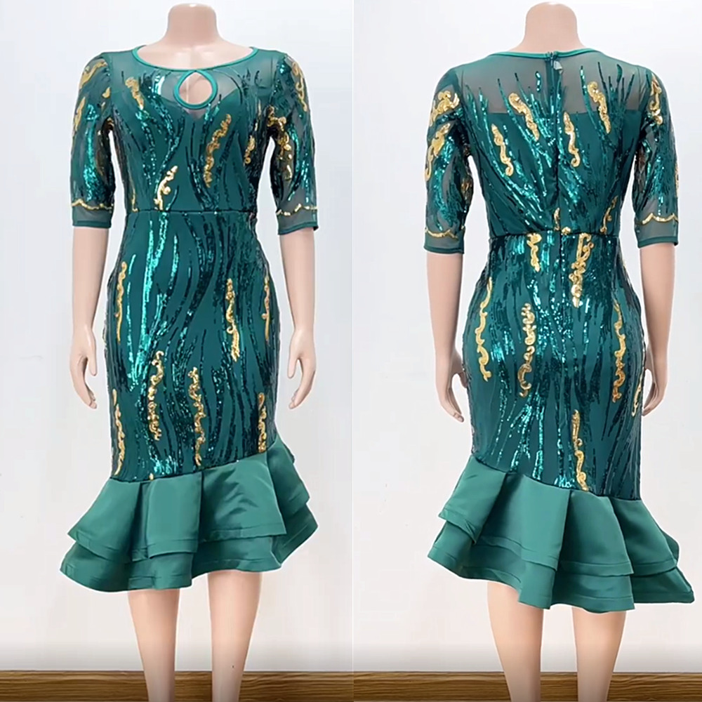 Ethnic Clothing African Dresses for Women Plus Size Africa Clothes Dashiki Ankara Sequin Outfits Evening Gown Turkey Muslim Wedding Party Dress 230324