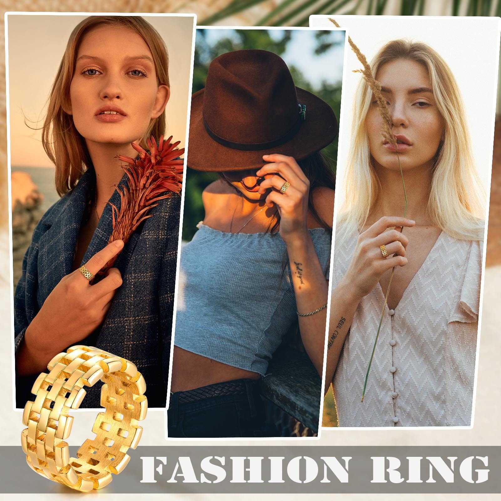 Band Rings Chic Women Chain Ring Gold Color Stainless Steel band Wedding Bands Dainty Minimalist Lady Jewelry AA230323