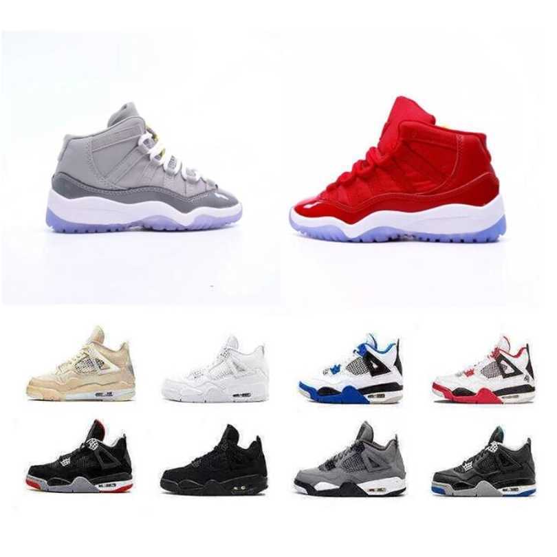Infant Toddlers 4 Retro Kids Basketball Shoes Top Quality Chicago 4S Boy Girl Sneaker Light Green Lights Grey 3s Jumpman Khaki Baby Trainers Children Eur 26-35N2WI