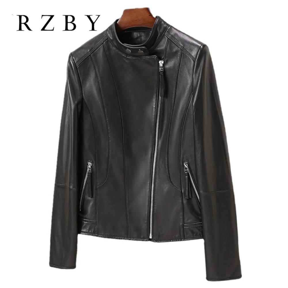 Women's Jackets Spring Women Genuine Leather Jacket Trench Coats Zipper Sheepskin Coat Elegant Biker Outerwear 230324