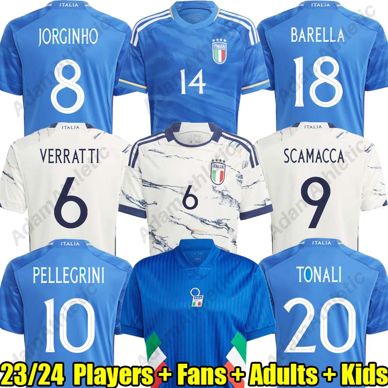 Italys soccer jerseys 2023 IMMOBILE CHIESA RASPADORI Italian football shirts JORGINHO BARELLA BASTONI VERRATTI SCAMACCA Maglia italiana national team, 23-24 home
Italys soccer jerseys 2023 IMMOBILE CHIESA RASPADORI Italian football shirts JORGINHO BARELLA BASTONI VERRATTI SCAMACCA Maglia italiana national team, 23-24 home