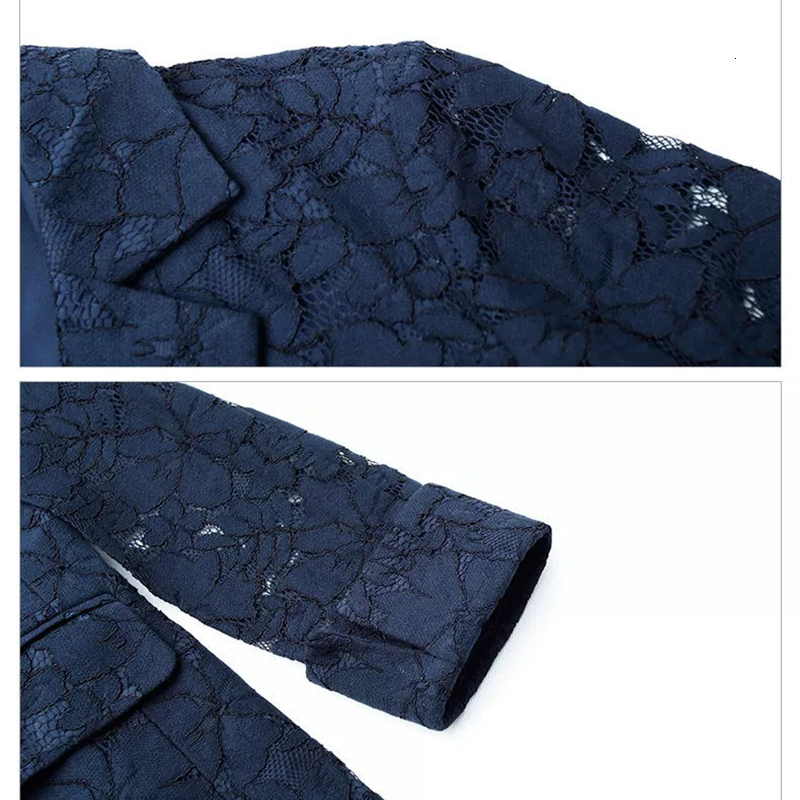 Two Piece Dress Lace Hollow Out Blazer Suit Sexy Slim 2 Sets Oversized 6xl Korean Office Work Coats and KneeLength Skirts Outfits 230324
