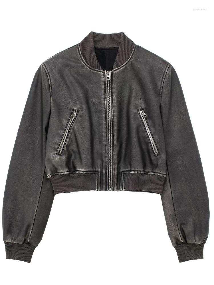High Street PU Leather Cropped Jackets Womens Long Sleeve Zip Closure Coats Female Fashion Short Bomber Jacket Ladies, Color 2
High Street PU Leather Cropped Jackets Womens Long Sleeve Zip Closure Coats Female Fashion Short Bomber Jacket Ladies, Color 2