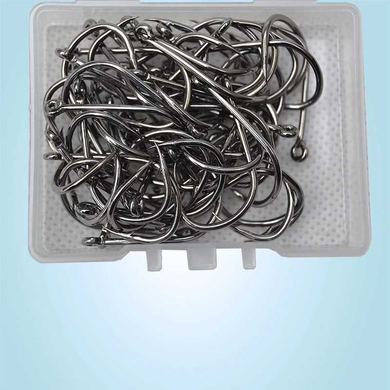 Fishing Hooks Fishing Hooks 200pcs Eyed Circle Jighead Hook 3#-12# Barbed Fishhooks for Carp Fishery Fishing Material Goods Accessories Pesca P230317