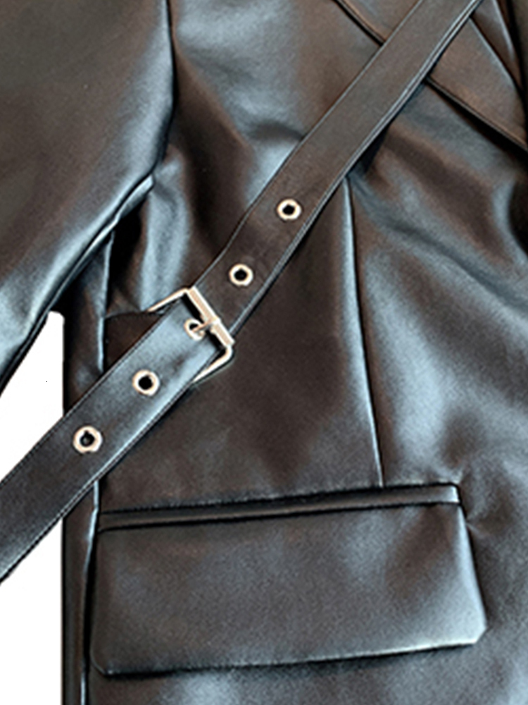Men's Leather Faux IEFB Pu Coat Niche Korean Fashion Suit Loose Cotton Thick 2023 Autumn Solid Color Long Sleeve Male Jacket 9A5240 230324
