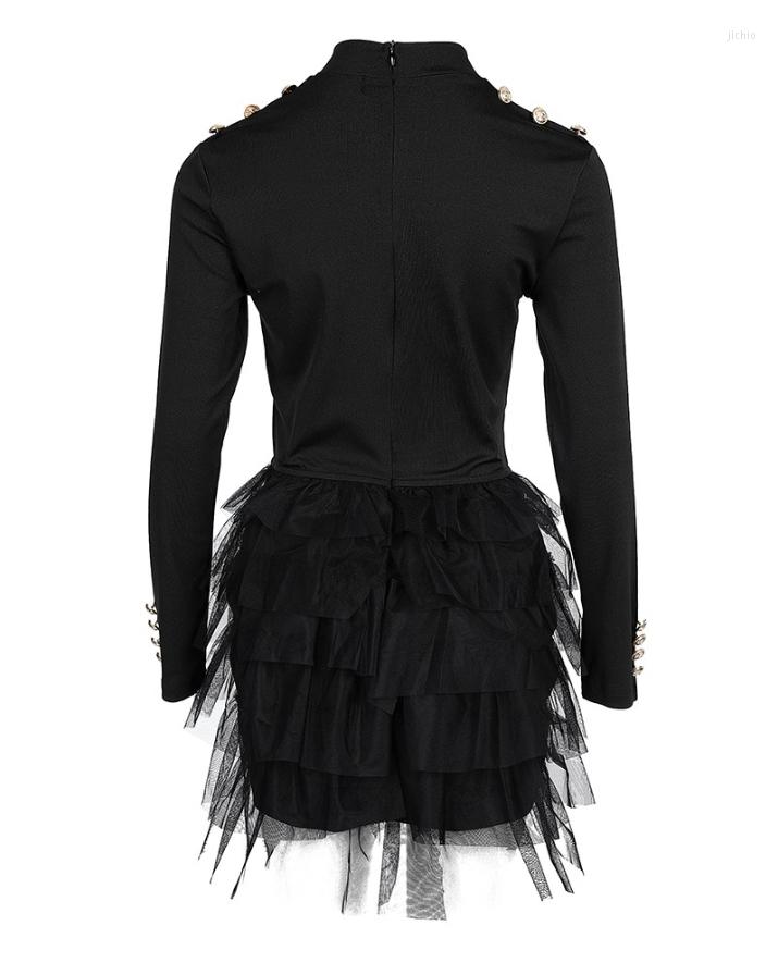 Casual Dresses For Women 2023 Fashion Layered Ruffles Mesh Round Neck Long Sleeve Party Mini Evening Skinny Dress