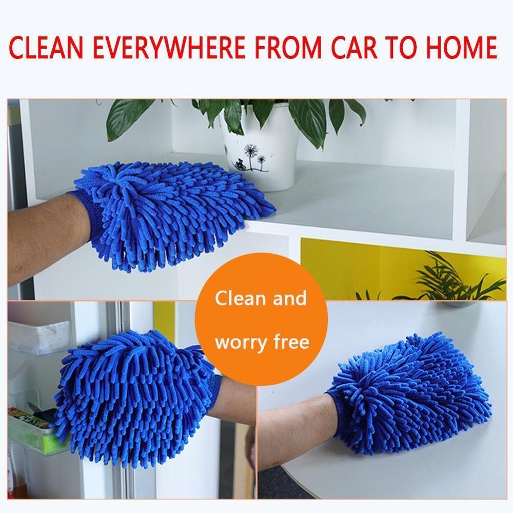 Car Microfibre Wash Sponge Cleaning Drying Gloves Ultrafine Fiber Chenille Microfiber Window Washing Tool Home Cleaning Car Wash Glove Auto Accessorie