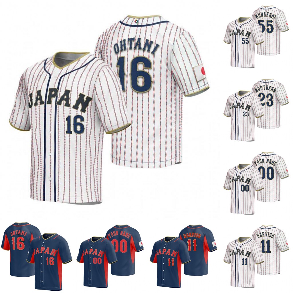 #16 Shohei Ohtani Japan Jersey World Baseball Classic Hiromi Itoh Tetsuto Yamada Sosuke Genda Shugo Maki Takumu Nakano Kensuke Kondo Shota Imanaga Baseball Jerseys, Navy women 
#16 Shohei Ohtani Japan Jersey World Baseball Classic Hiromi Itoh Tetsuto Yamada Sosuke Genda Shugo Maki Takumu Nakano Kensuke Kondo Shota Imanaga Baseball Jerseys, Navy women
