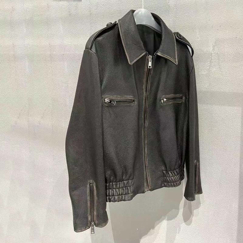 Women's Jackets Vintage Craft Women Coat Spring 2023 Fashion Short Length TurnDown Collar Real Cow Skin Perfect Technology 230324