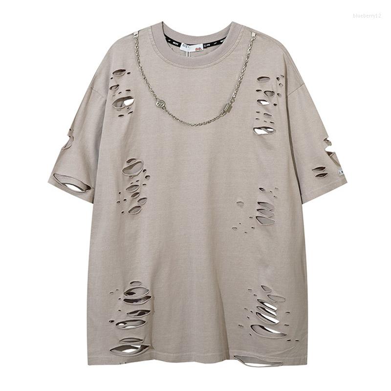 Men's T Shirts High Street Ripped Holes Short Sleeves T-shirt Solid Color Streetwear Oversized Casual Top Tees Summer Harakuju, Black
Men's T Shirts High Street Ripped Holes Short Sleeves T-shirt Solid Color Streetwear Oversized Casual Top Tees Summer Harakuju, Black