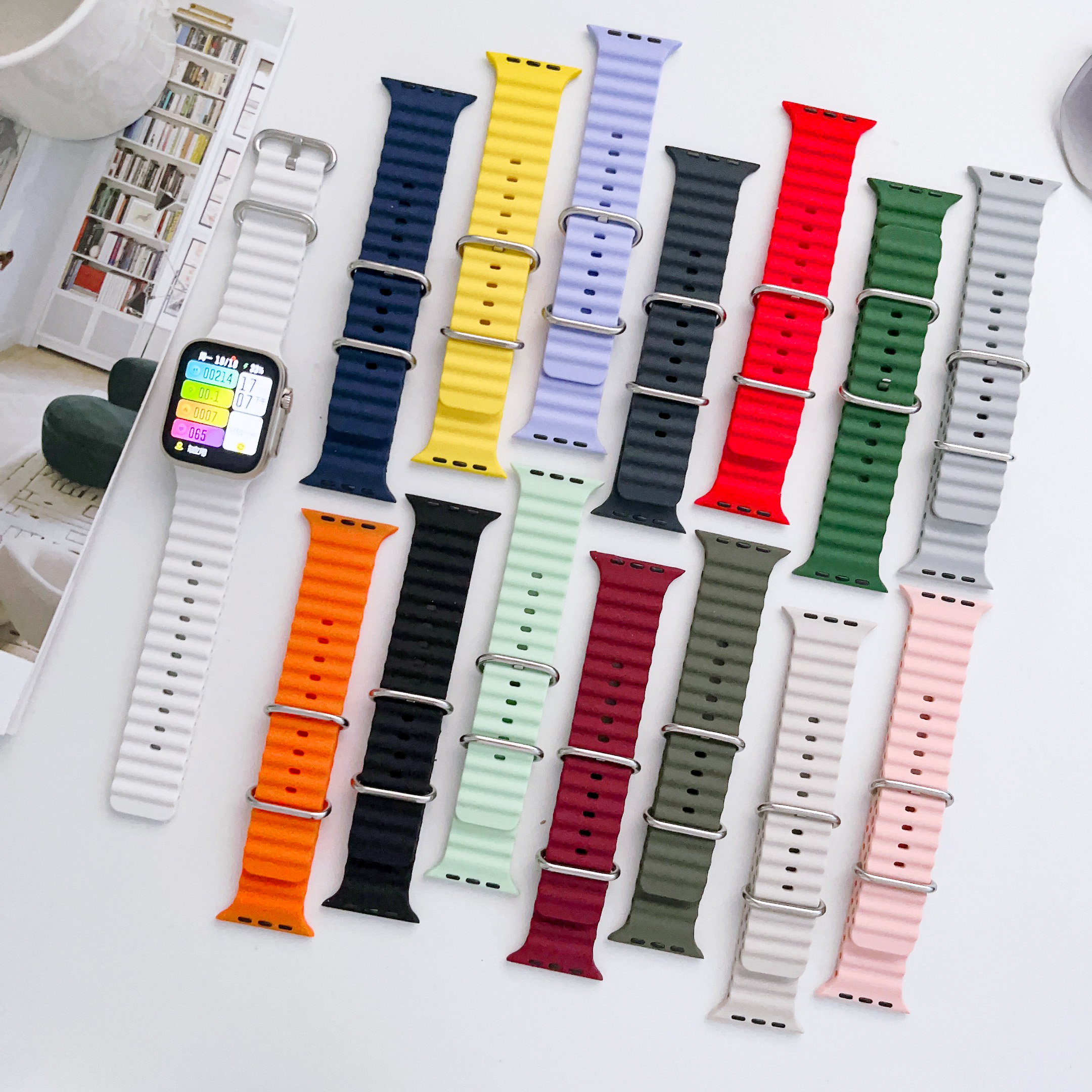for Apple Ocean Silicone Watch Strap 38mm 40mm 41mm 42mm 44mm 45mm 49mm iwatch 2 3 4 5 6 7 WatchStrap Bracelet Fashion Stripe Watch Strap
for Apple Ocean Silicone Watch Strap 38mm 40mm 41mm 42mm 44mm 45mm 49mm iwatch 2 3 4 5 6 7 WatchStrap Bracelet Fashion Stripe Watch Strap