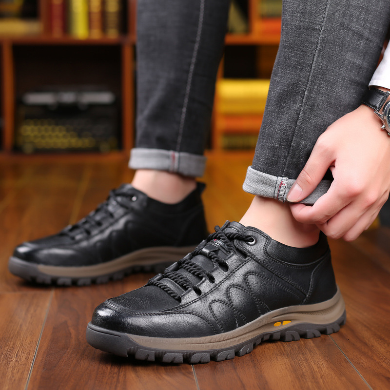 Dress Shoes Spring Autumn Man Shoes Lace Up Non-slip Hard-Wearing Outdoor Work Simple All-match Fashion Casual Leather Hiking Shoes 230324