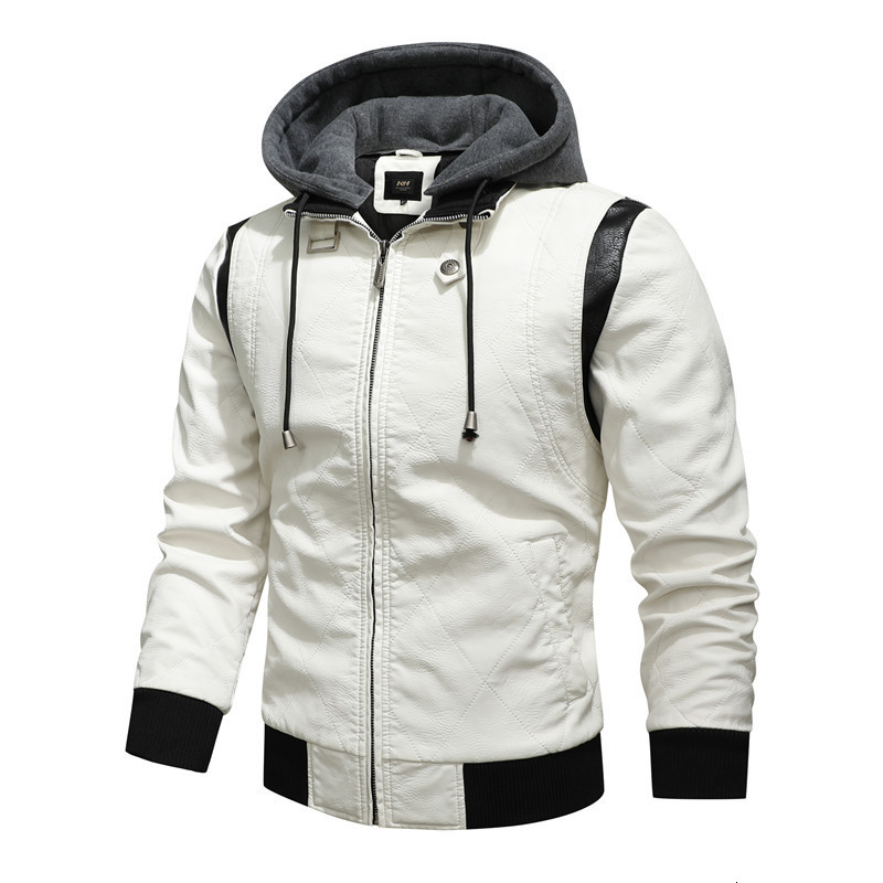 Men's Leather Faux Autumn Winter Bomber Jacket Men Scorpion Embroidery Hooded PU Motorcycle Mens s and Coats 230324