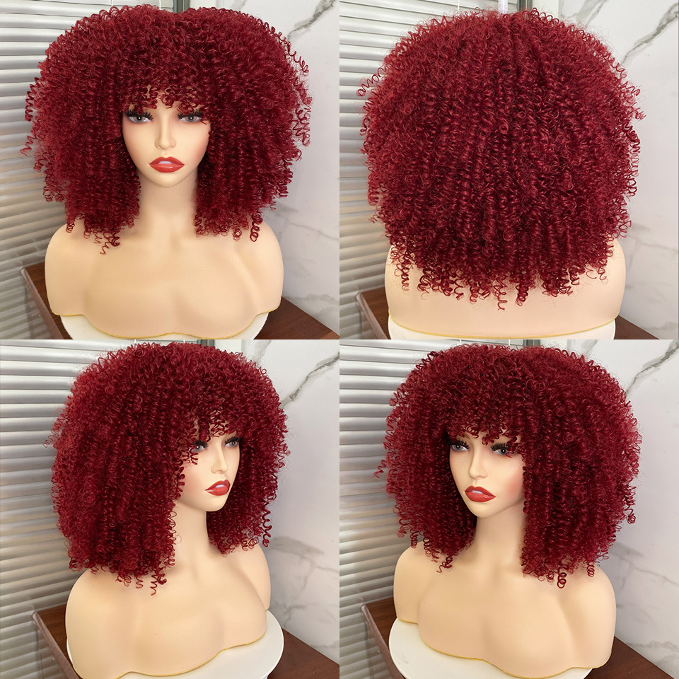 Synthetic Wigs Short Hair Afro Kinky Curly Wig For Black Women Cosplay Blonde Natural Red African Ombre Glueless HighTemperature 230413