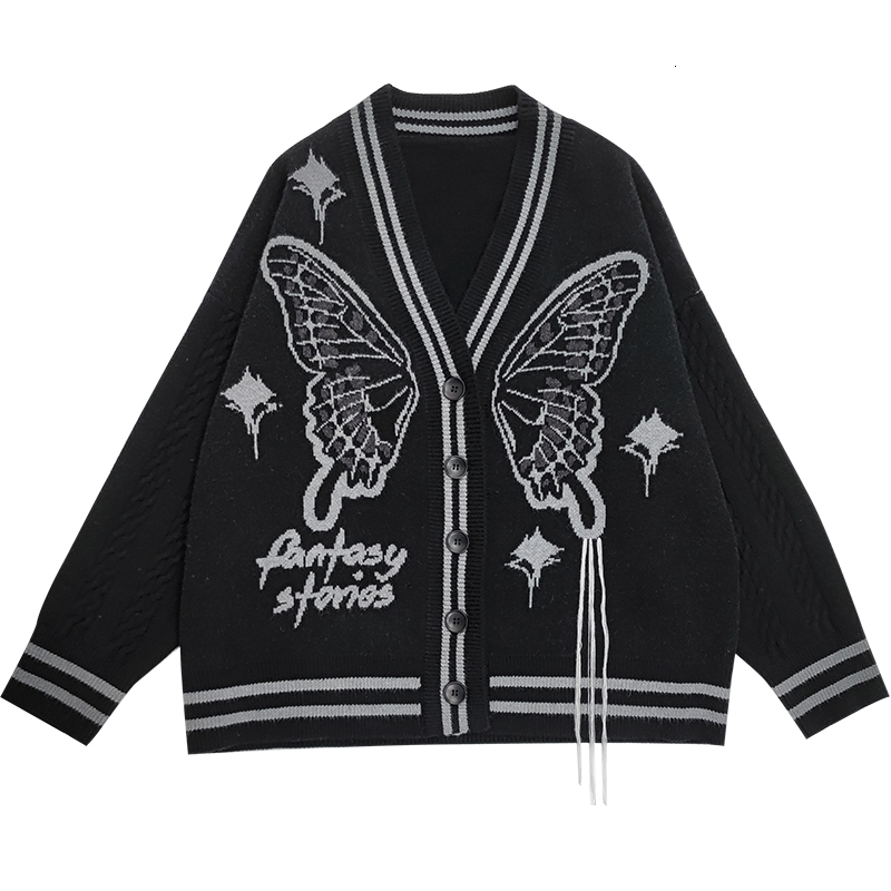 Women's Knits Tee's Butterfly Wings Tassel Knitted Cardigan Autumn and Winter Cool Sweater Coat Female Long Sleeve Casual Jacket 230324